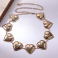 Stilvolle Damen Metall Taillenkette mit schönen Türkis Herz Anhängern für den Alltag - Einzelnes Türkis Herz / Gold