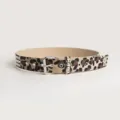 Leopard print faux hair belt with square rivets and silver grommets, stylish women's accessory. - Three-Row Rivet Style / 100cm Size / Beige