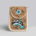 Bohemian beaded straw phone bag vacation ethnic crossbody bag with turquoise details - Straw Crossbody Bag No.6