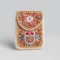 Bohemian colorful beaded straw phone bag, ethnic style woven crossbody mini bag variant. - Straw Crossbody Bag No.7