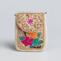 Boho Beaded Straw Crossbody Phone Bag Ethnic Style Vacation Small Beach Shoulder Bag - Straw Crossbody Bag No.8