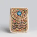 Bohemian beaded straw phone bag with colorful seed beads and ethnic crossbody design for daily use. - Straw Crossbody Bag No.18