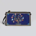 Bohemian Perlen PU Leder Clutch Tasche Detail mit kunstvoller Baumstickerei und Kette. - Perlen Clutch Stil 3