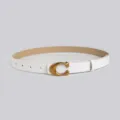 Eleganter weißer Damen Gürtel aus PU Leder mit goldener C Schnalle modisches Alltagsaccessoire - Weiß