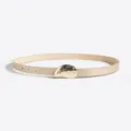 Cinturón fino de mujer en color beige con hebilla dorada de concha elegante accesorio - Dorado
