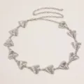 Silberne Metall-Taillenkette Detail, retro geschnitztes Dreieck-Design, modisches Accessoire. - Stil A2 / Silber