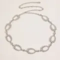 Stylish retro carved metal waist chain for women, chic oval link design perfect for dresses. - Style A4 / Silver