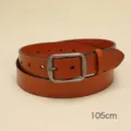 Kafe dermatini zoni unisex me tetragoni metalliki agrafa, casual dermatini zoni 105cm - 105cm / Σκούρο Καφέ