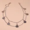 Silver metal double layer pants chain featuring cool flame charms for hip hop street style. - Flame 2