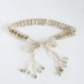 Böhmischer Muschel Taillengürtel geflochtene Natur Kordel Strand Sommer Damen Stil - Einreihiges Muschel-Taillenseil / Beige