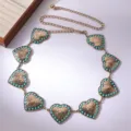 Vintage Türkis Herz Metall Taillenkette für Damen, elegante Boho Körperkette Schmuck Detail. - Rundum Türkis Herz / Gold