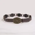 Retro Western Stil braune Leder Damen Gürtel mit verziertem Metall Schnalle und Ring Design - 6-Segment Brauner Gürtel Stil A