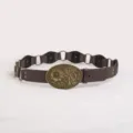 Women retro western spliced leather belt, brown floral engraved metal buckle waist strap. - 6-Segment Brown Belt Style F