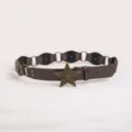 Western style brown leather belt with a vintage star buckle, spliced design variant. - 6-Segment Brown Belt Style G