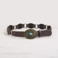 Western style retro spliced women leather belt with turquoise carved metal buckle variant - 6-Segment Brown Belt Style I