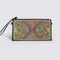 Detailed shot of bohemian style colorful beaded clutch bag, ethnic geometric pattern detail. - Beaded Clutch Style 6