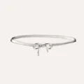 Detailed view of the elegant silver metallic bow waist chain, stylish women accessory item. - Silver Thin Bowknot Spring Chain