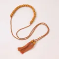 Boho ethnic wooden bead tassel waist belt long string vintage women dress accessory - Orange Red
