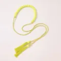 Böhmischer langer Quasten Taillengürtel Detailansicht, gelbes Perlen Damen Accessoire. - Gelb
