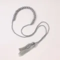Graue Holzknebelperlen Quasten Seil Detail, elegantes dekoratives Taillen Accessoire. - Grau