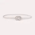 Silberne elastische Taillenkette mit Strass-Doppelring-Schnalle, verstellbarer Metallgürtel. - Silber Strass Doppelring Federkette