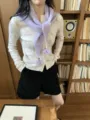 Donna carino perla ponpon sciarpa triangolare inverno versatile lavorato a maglia caldo - Viola