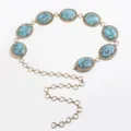 Vintage Türkis Stein Metall Kette Gürtel für Frauen Boho Taille Schmuck Zubehör chic - Stil A / Gold