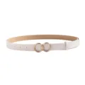 Detailweergave dames wit PU lederen riem met gouden dubbele O-ring gesp stijlvol modeaccessoire - Wit