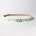 Mintgroene PU lederen damesriem met stijlvolle dubbele metalen ringgesp voor dagelijks. - Groen