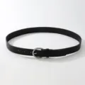 Damen Retro PU Ledergürtel mit gravierter Schnalle lässiger täglicher Taillengürtel - Kette Halbrunde Schnalle Schwarz