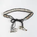 Boho natural shell woven waist belt black rope adjustable fashion beach holiday accessory women - Single-Row Shell Waist Rope / Black