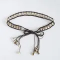 Sommer Damen Kauri Muschel gewebter Gürtel handgemachte geflochtene Taille Seil dekoratives Accessoire - Einreihiges Muschel-Taillenseil / Kaffeebraun