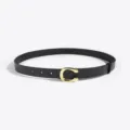 Zwarte PU lederen damesriem met gouden C gesp minimalistische modeaccessoire voor vrouwen - C-gesp zwart