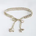 Böhmischer Natur Muschel geflochtener Taillengürtel für Damen, handgemachter Sommerurlaub. - Einreihiges Muschel-Taillenseil / Khaki