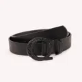 Women's black leather belt with unique metallic snake buckle, casual western fashion accessory. - 100cm / Black