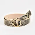 Damen PU Ledergürtel Schlangenmuster goldene runde Metallschnalle Mode Accessoire - Schlangenprint