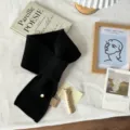 Klassischer schwarzer Strick-Wickelschal für Damen, 100% Wolle, gemütlicher Winter-Halswärmer. - 67*11cm / Schwarz