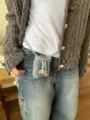 Mini bolso cruzado de punto con cuentas para uso diario y almacenamiento de artículos pequeños. - Talla única / 7#-Cian