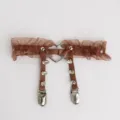 Braune Punk-Stil Strumpfband mit Herzring und Nieten, sexy Oberschenkelring Accessoire. - Einheitsgröße / Braun