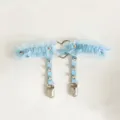 Blue lace stud thigh garter sexy elastic leg ring with heart ring and metal clips for women. - One Size / Blue
