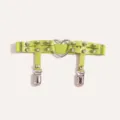 Lime green punk heart ring leg garter with metal spikes and clips for women stylish outfit - Single Pack / Green