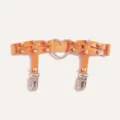 Orange leather punk leg garter with metal spikes, heart ring, and clips for women's sexy styling. - Single Pack / Orange