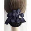Professional hair net bow for workplace nurse hotel flight attendant bun hair accessory - Coarse Net / Cyan Blue