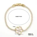 Pulsera de tenis dorada con colgante floral de circonita 17+2cm joyeria elegante mujer - Estilo Flor Geométrica Dorado (B00927-25)