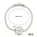 Exquisita pulsera de tenis plateada con colgante floral de circonita brillante para mujer. - Estilo Flor Geométrica Plateado (B00927-25A)