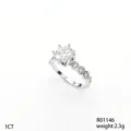 Anello di Fidanzamento Diamante Rotondo Moissanite 1Ct Fascia Pavé Esagono Argento Donna - Stile Esagonale a Sei Griffe (R01146)