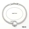 Brazalete de tenis de plata con dije de letra D y brillantes piedras de circón. - Estilo Letra D Plateado (B00927-26A)