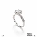 Anello Fidanzamento Moissanite 1 Carato Argento Sterling Taglio Rotondo Donna Elegante - Stile Texture Rigata (R01148)