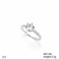 Anello Moissanite 1 Carato Solitario 6 Griffe Pavè Argento Sterling Lusso Donna - Stile Micro-Pavé a Sei Griffe (R01149)