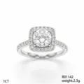 Anello di Fidanzamento in Moissanite 1 Carato Taglio Cuscino Halo Argento Donna - Stile Halo a Quattro Griffe (R01142)